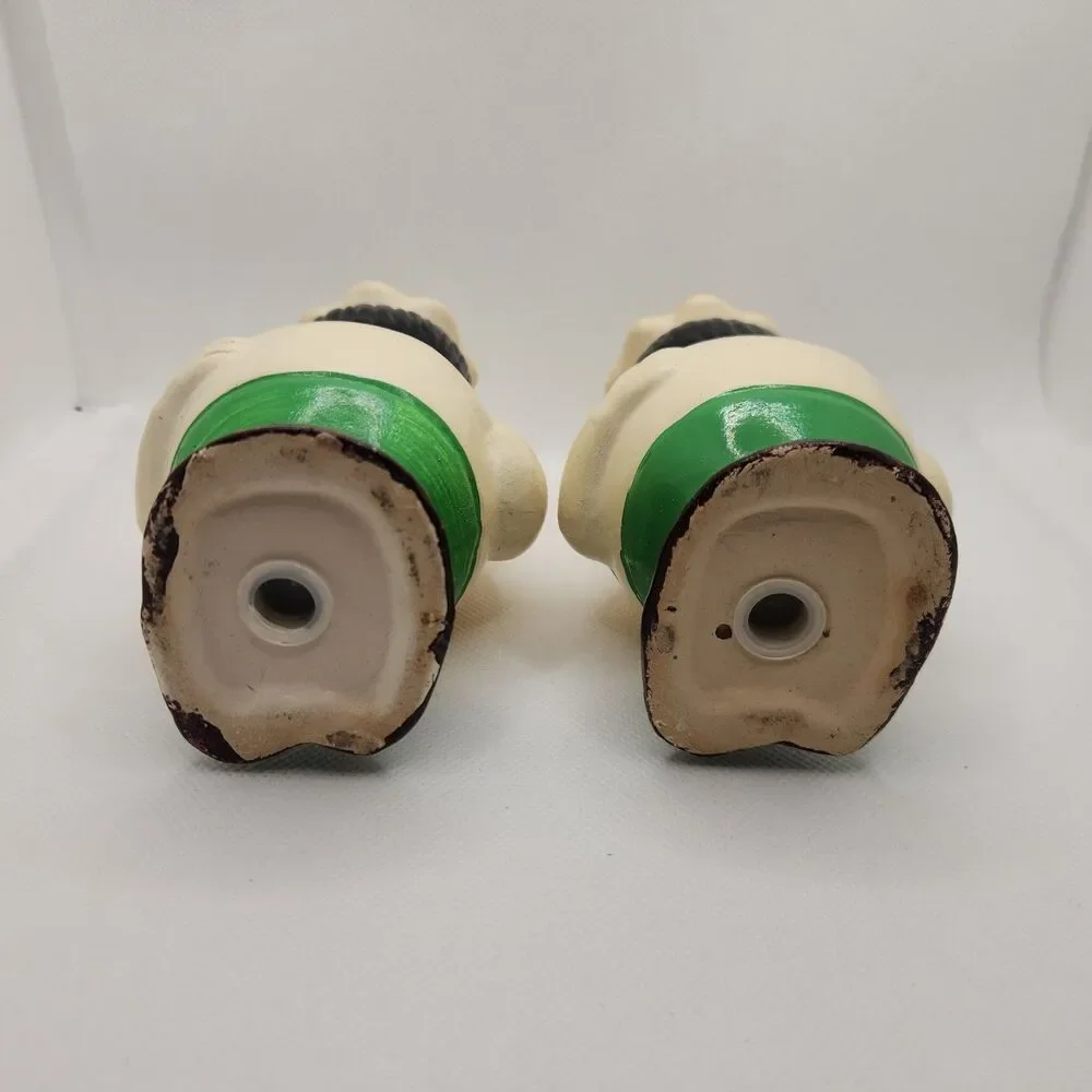 Vintage Italian Chef Oversized Salt And Pepper Shakers w/ Stoppers 5.5 in